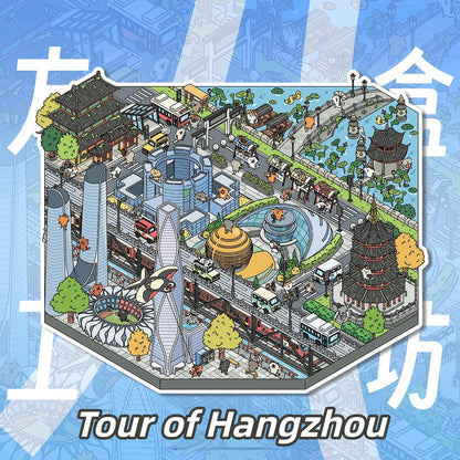Paws on the Road 3D Sticker | 2 Cute Miniature Scenes