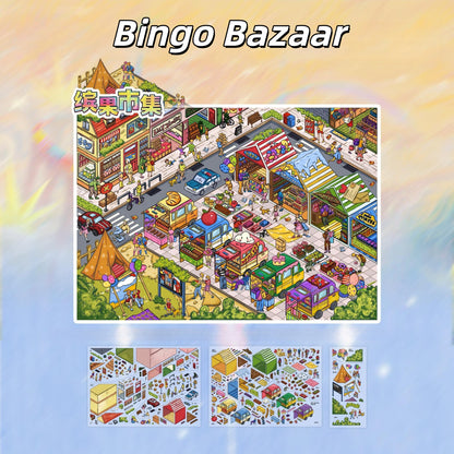 Summer Breeze 3D Sticker | 4 Cute Miniature Scenes