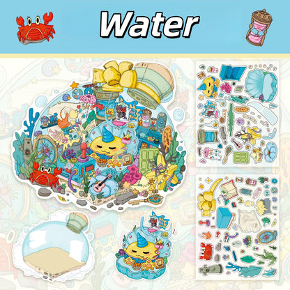 The Witch Megu and the Spirit 3D Sticker | 3 Cute Miniature Scenes