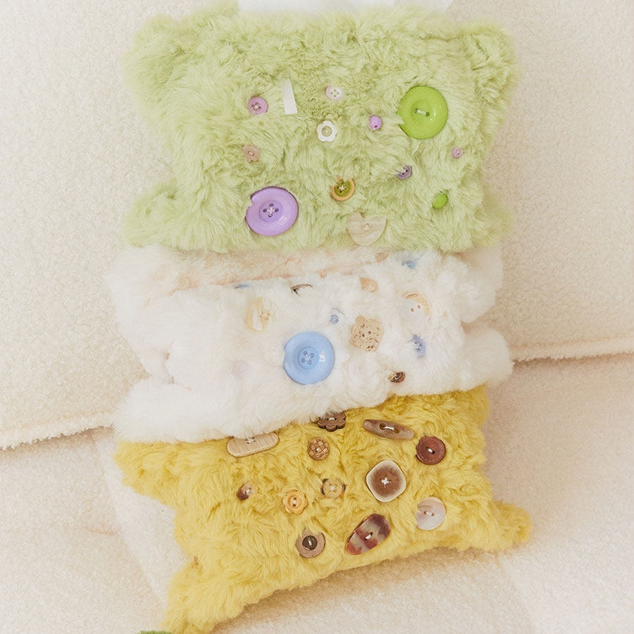 Button Collector Plush Tissue Box