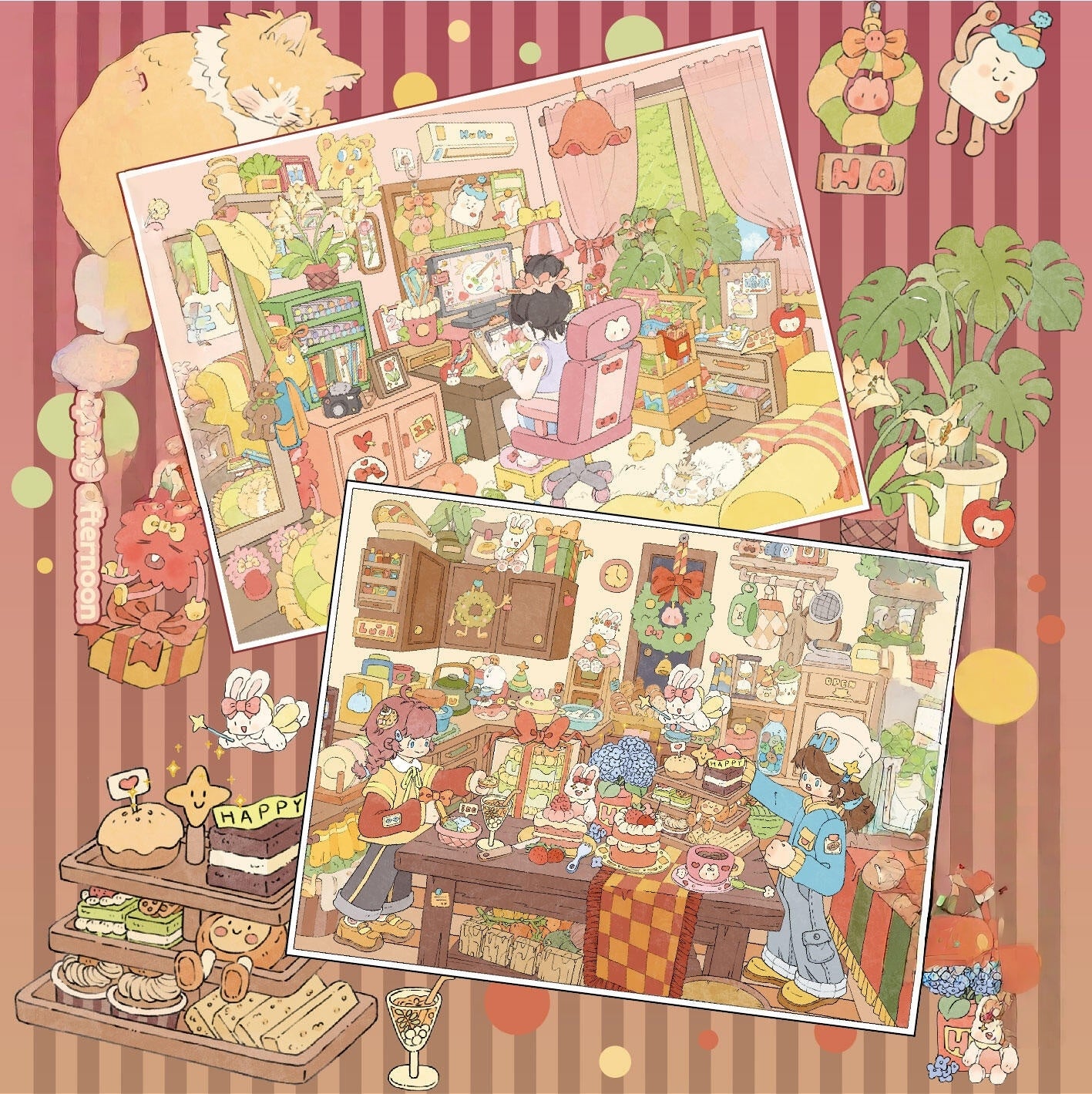 Leisure Daily 3D Sticker | 2 Cute Miniature Scenes