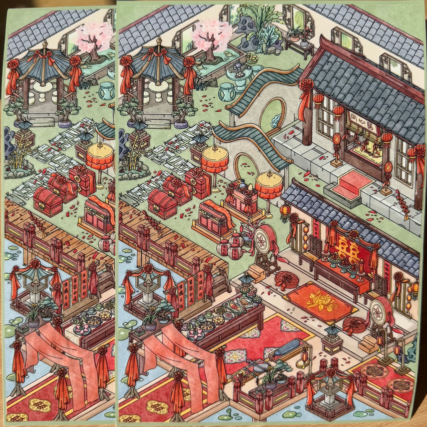 Ancient Streetscape 3D Sticker | 2 Cute Miniature Scenes