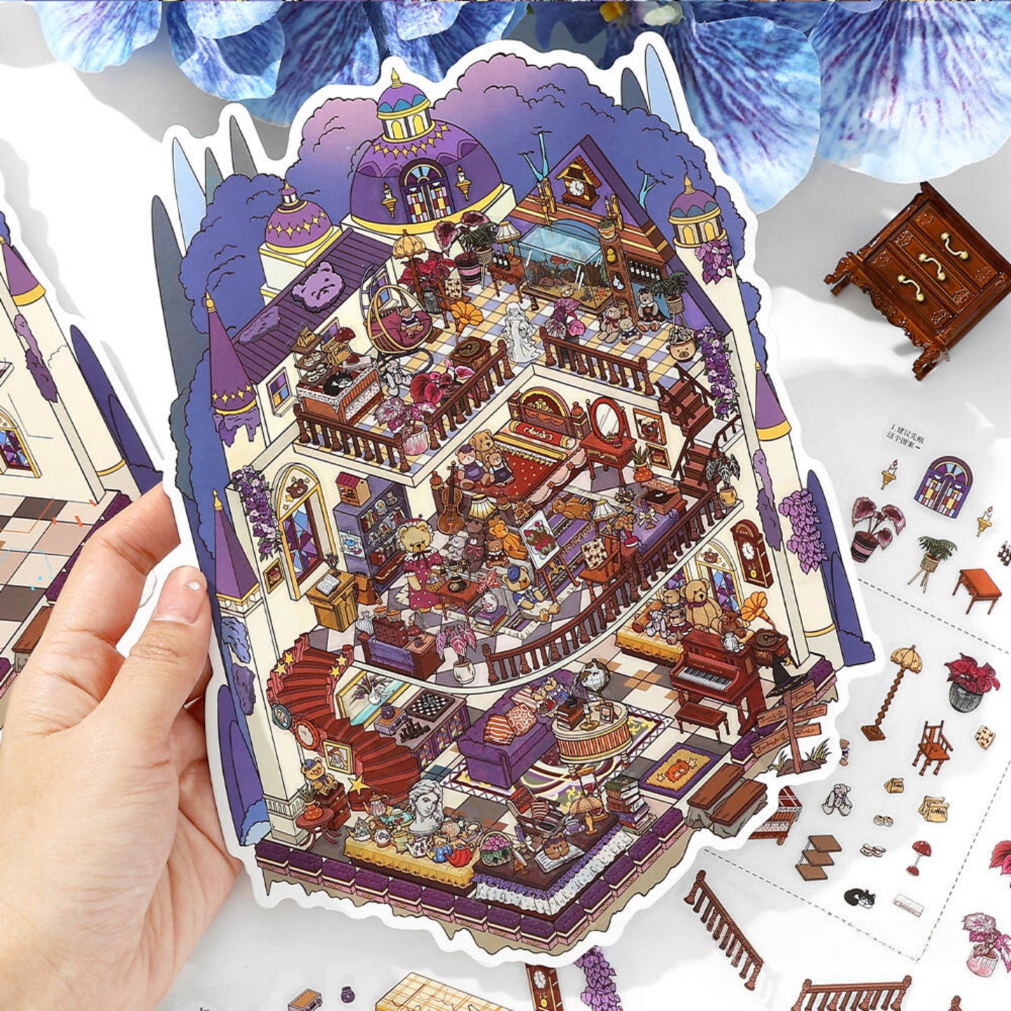 Scary Castle 3D Sticker | 2 Cute Miniature Scenes