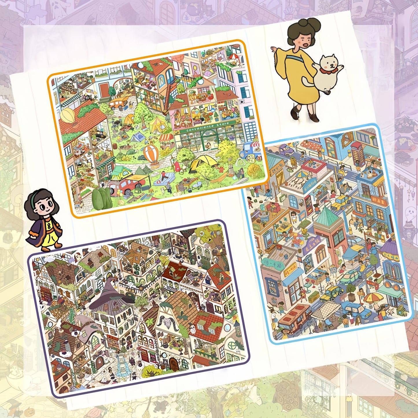 Dream Town 3D Sticker | 3 Cute Miniature Scenes