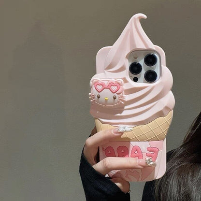 Cute Cat Ice Cream Silicone Phone Case
