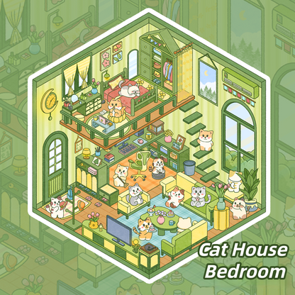 Cat House 3D Sticker | 4 Cute Miniature Scenes