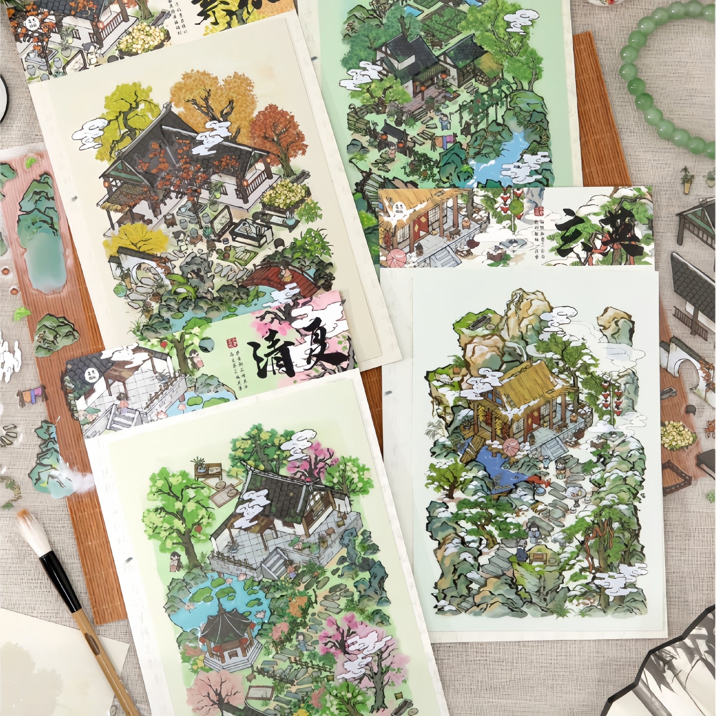 Poetic Seasons 3D Sticker | 4 Cute Miniature Scene