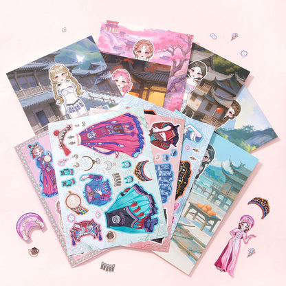 New Chinese Girl Dress Up 3D Sticker Book