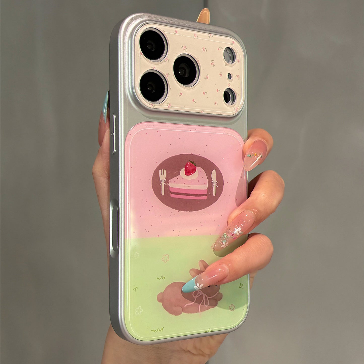 Pink and Green Block Dessert Bunny Acrylic Phone Case