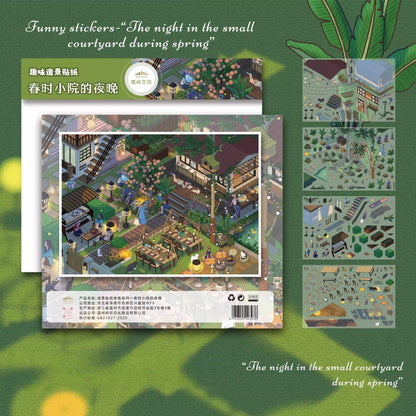 Four Seasons Town 3D Sticker | 4 Cute Miniature Scenes
