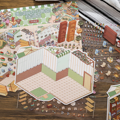 Shelf Display 3D Sticker | 2 Cute Miniature Scenes