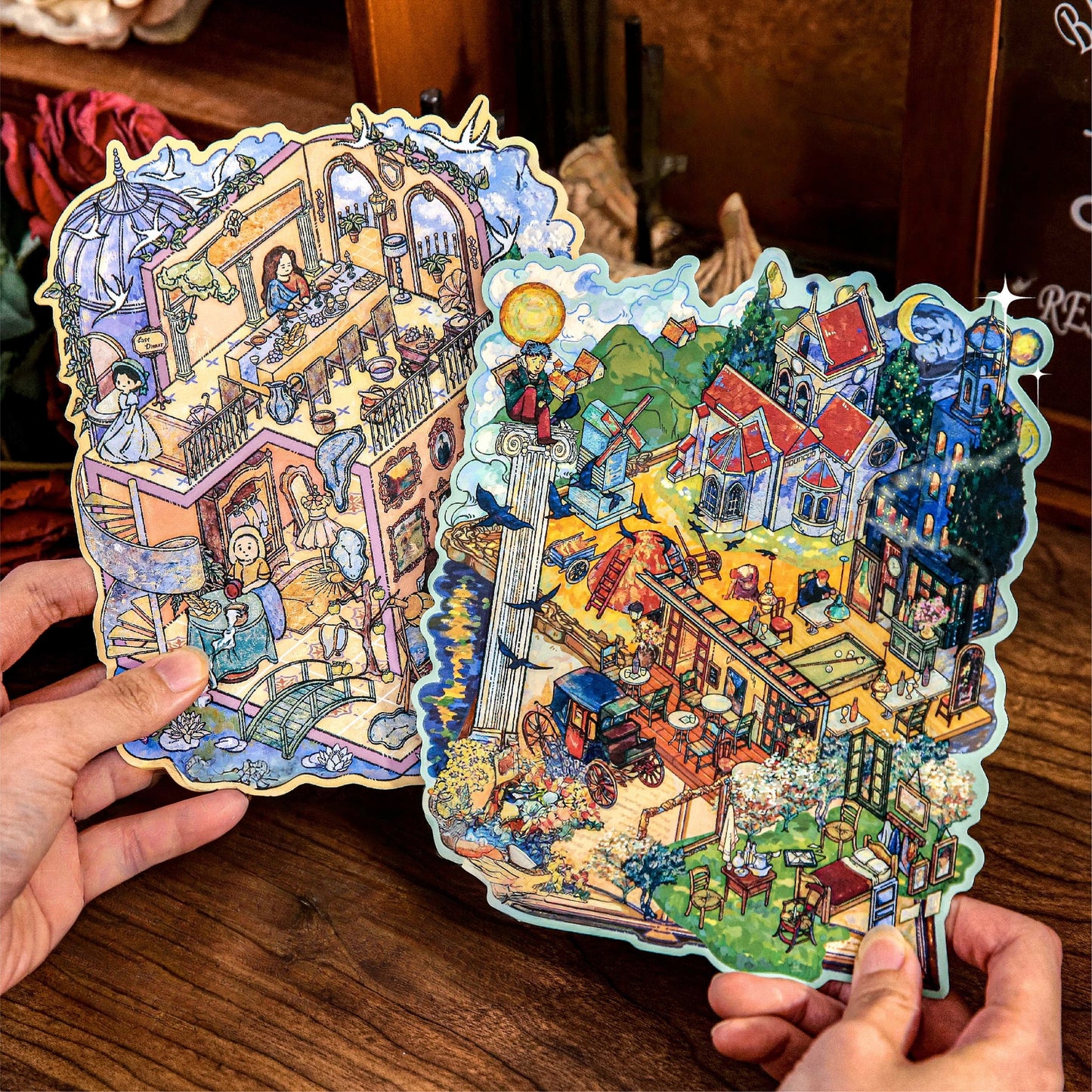 Artist's Dream 3D Sticker | 2 Cute Miniature Scenes