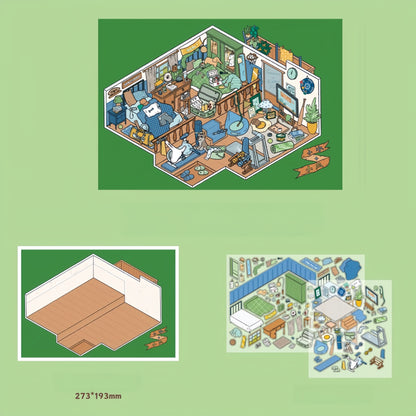 Midnight Villa 3D Sticker | 4 Cute Miniature Scenes