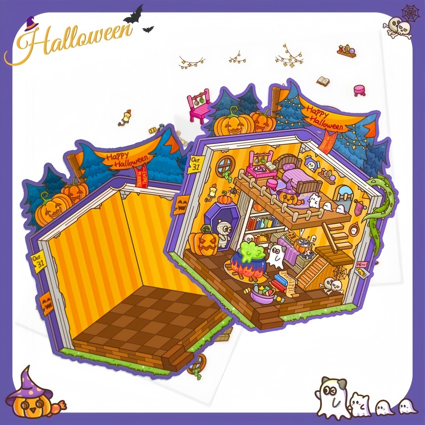 Fantasy Halloween House 3D Sticker