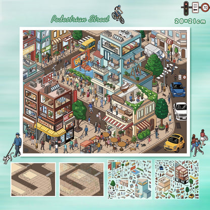 Streetscape 3D Sticker | 2 Cute Miniature Scenes