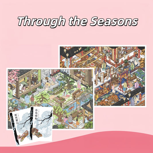 Through the Seasons 3D Sticker | 2 Cute Miniature Scenes