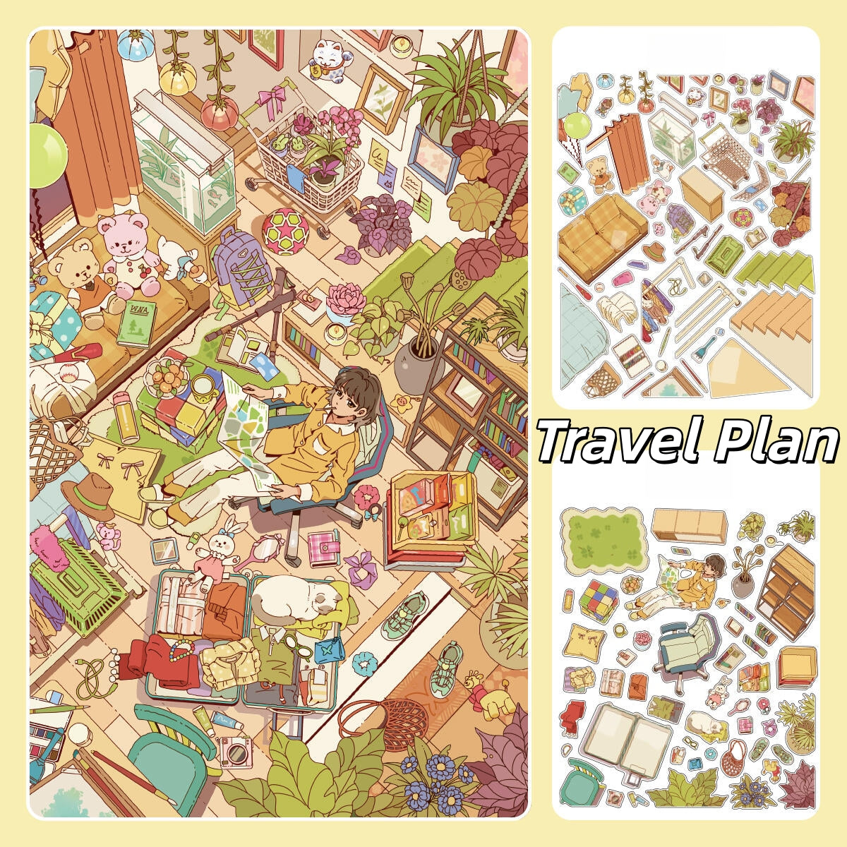 Leisure Time 3D Sticker | 2 Cute Miniature Scenes