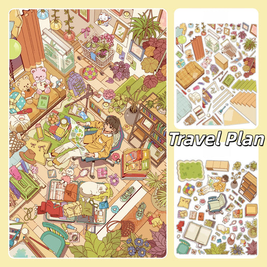 Leisure Time 3D Sticker | 2 Cute Miniature Scenes