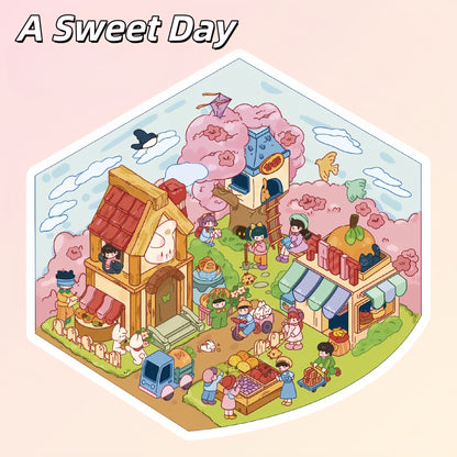 Sweet Farm 3D Sticker | 4 Cute Miniature Scenes