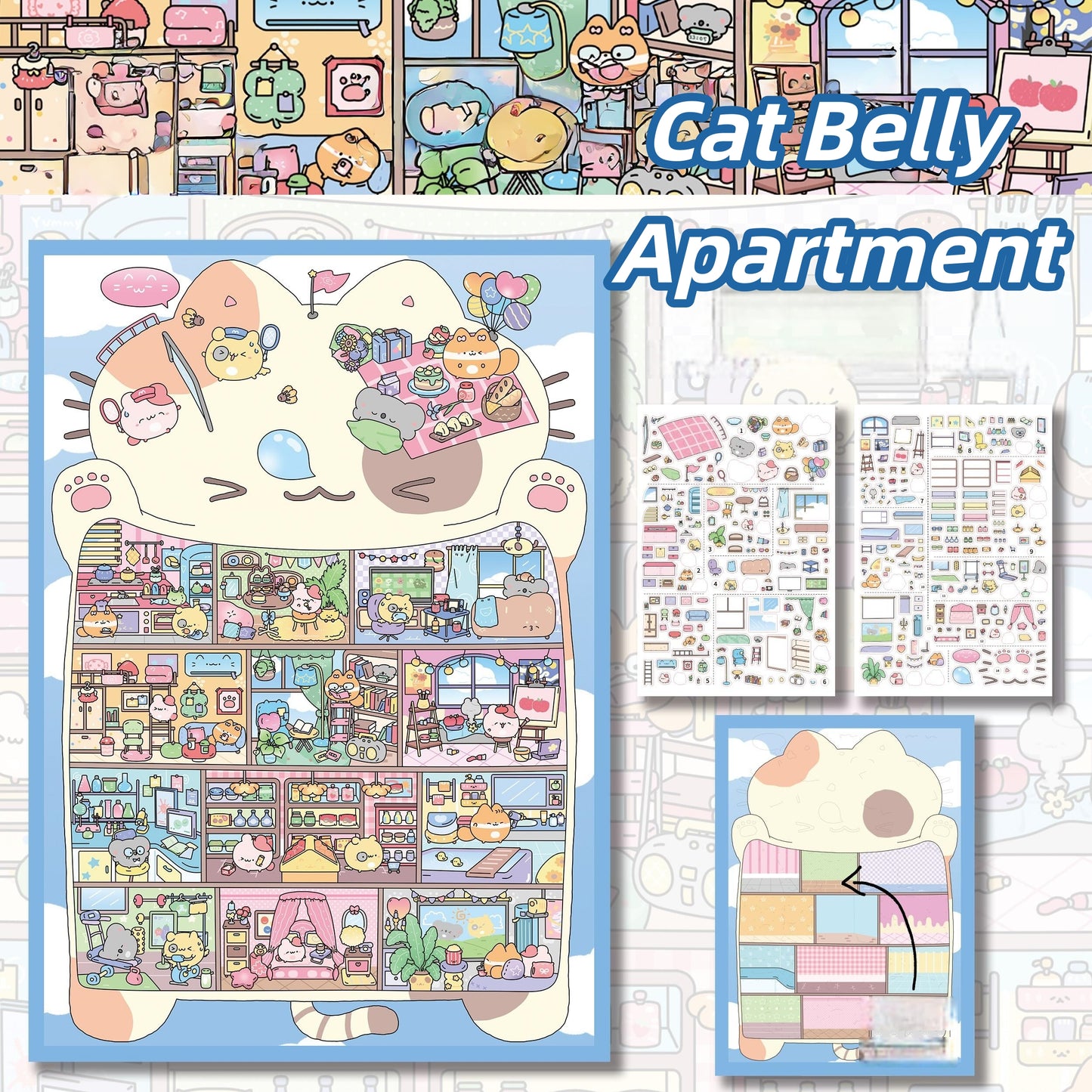 Dream Home 3D Sticker | 4 Cute Miniature Scenes