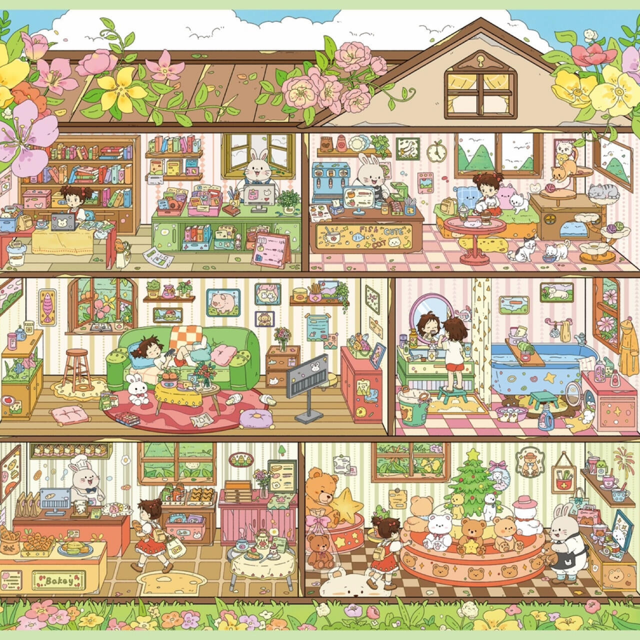 Whimsy Daily Life 3D Sticker | 4 Cute Miniature Scenes