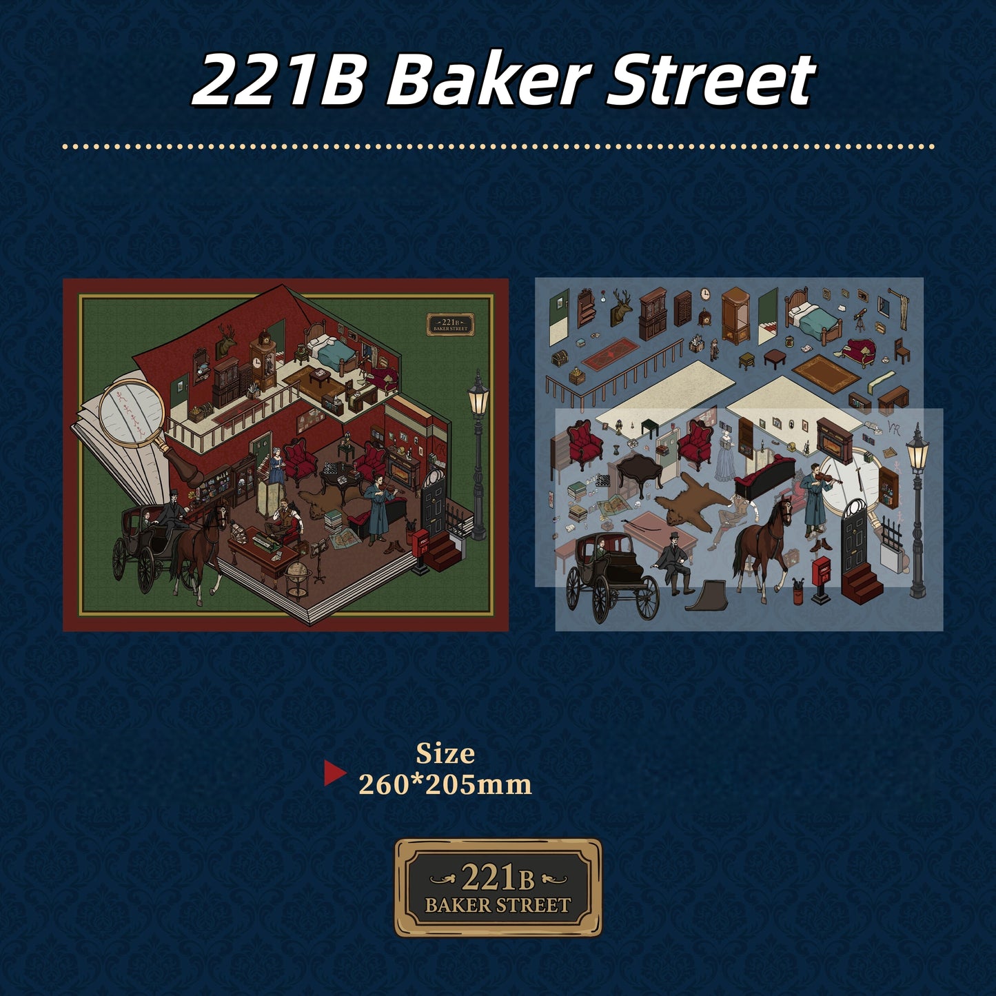 Sherlock Holmes 3D Sticker | 4 Cute Miniature Scenes