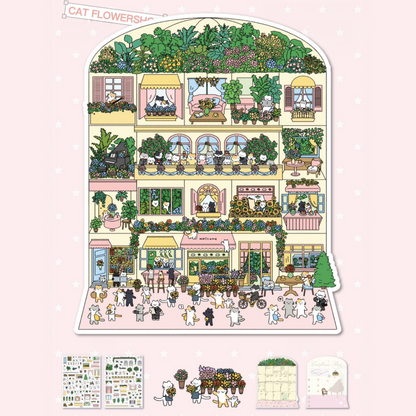 Meow Utopia 3D Sticker | 4 Cute Miniature Scenes