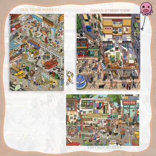 City Streetscape 3D Sticker | 3 Cute Miniature Scenes
