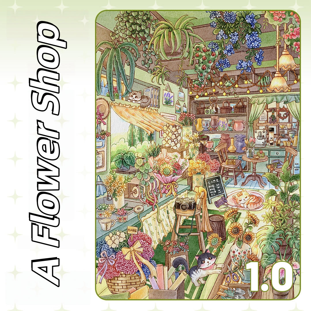 Warm Shop 3D Sticker | 2 Cute Miniature Scenes