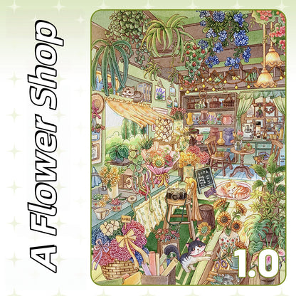Warm Shop 3D Sticker | 2 Cute Miniature Scenes