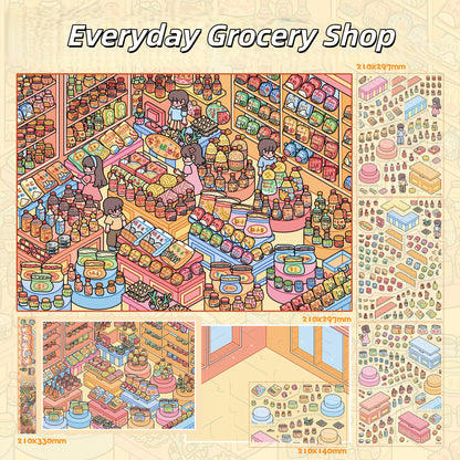 Daily Bites & Stoves 3D Sticker | 4 Cute Miniature Scenes