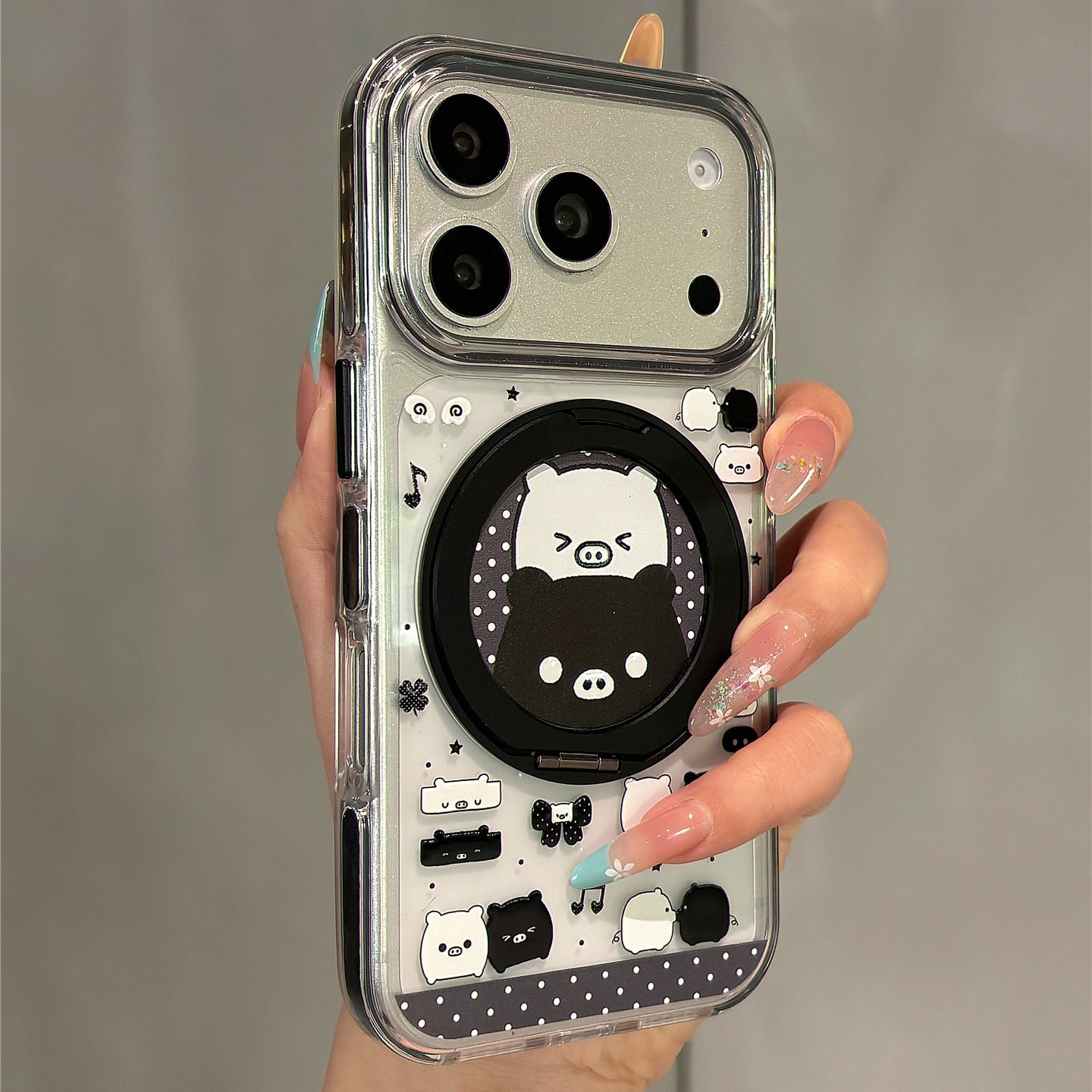 Black and White Pig Acrylic Phone Case