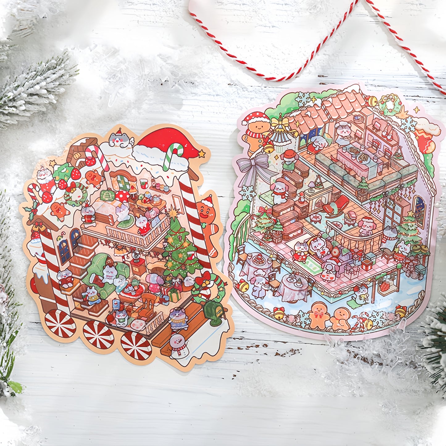 Christmas Night 3D Sticker | 2 Cute Miniature Scene