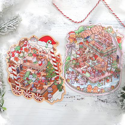 Christmas Night 3D Sticker | 2 Cute Miniature Scene
