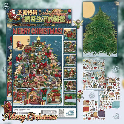 Christmas Town 3D Sticker | 2 Cute Miniature Scenes