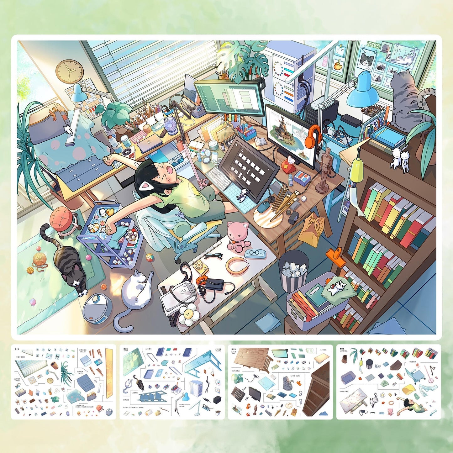 Cozy Corners 3D Sticker | 2 Cute Miniature Scenes