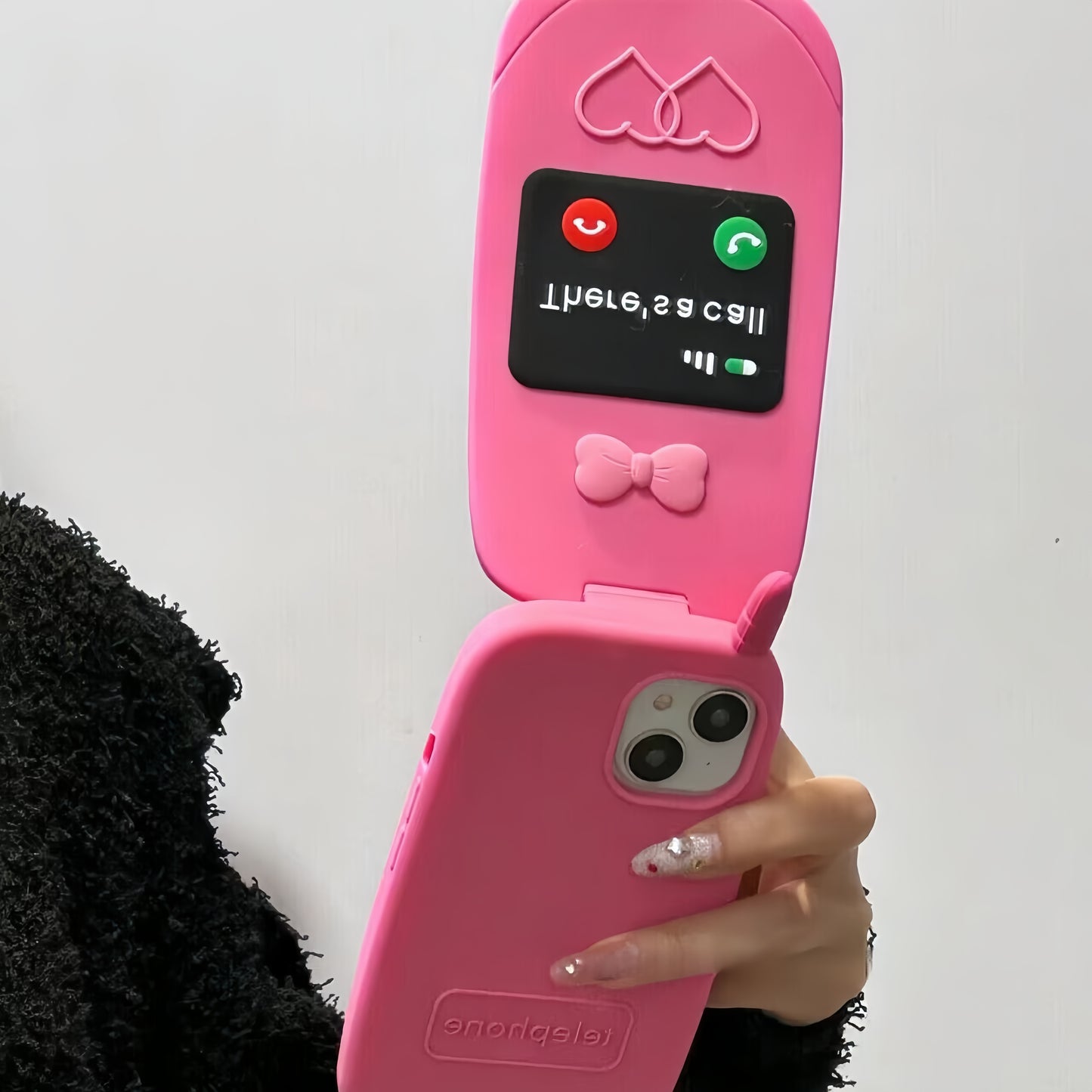 Flip Phone Makeup Mirror Silicone Phone Case