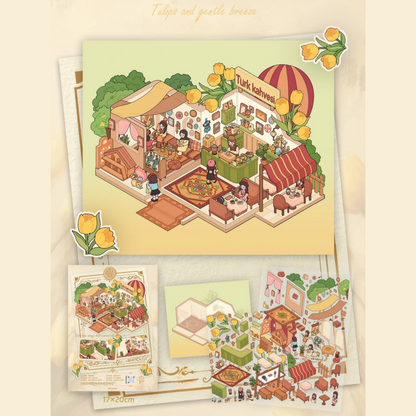 Flower-themed Store 3D Sticker | 3 Cute Miniature Scenes