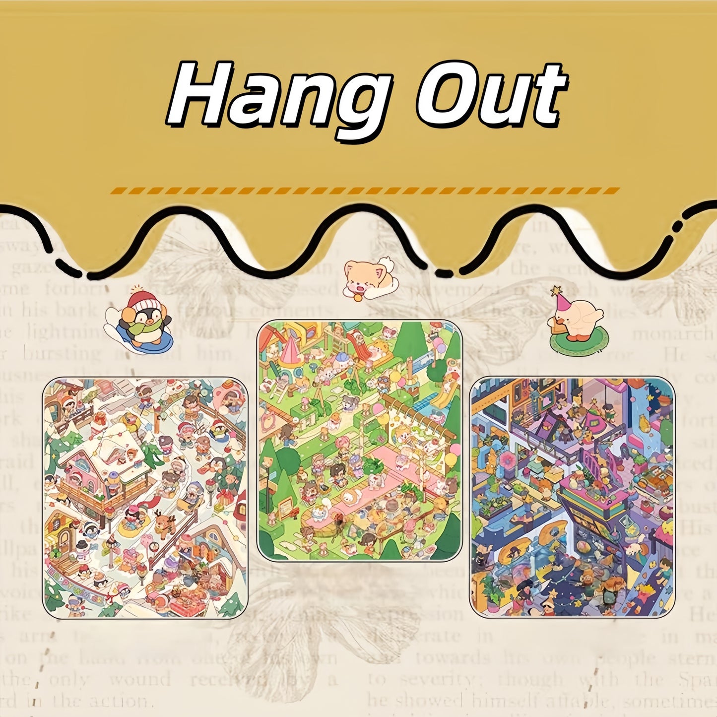 Hang Out 3D Sticker | 3 Cute Miniature Scenes
