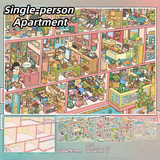 Cubicle Series 3D Sticker | 5 Cute Miniature Scenes
