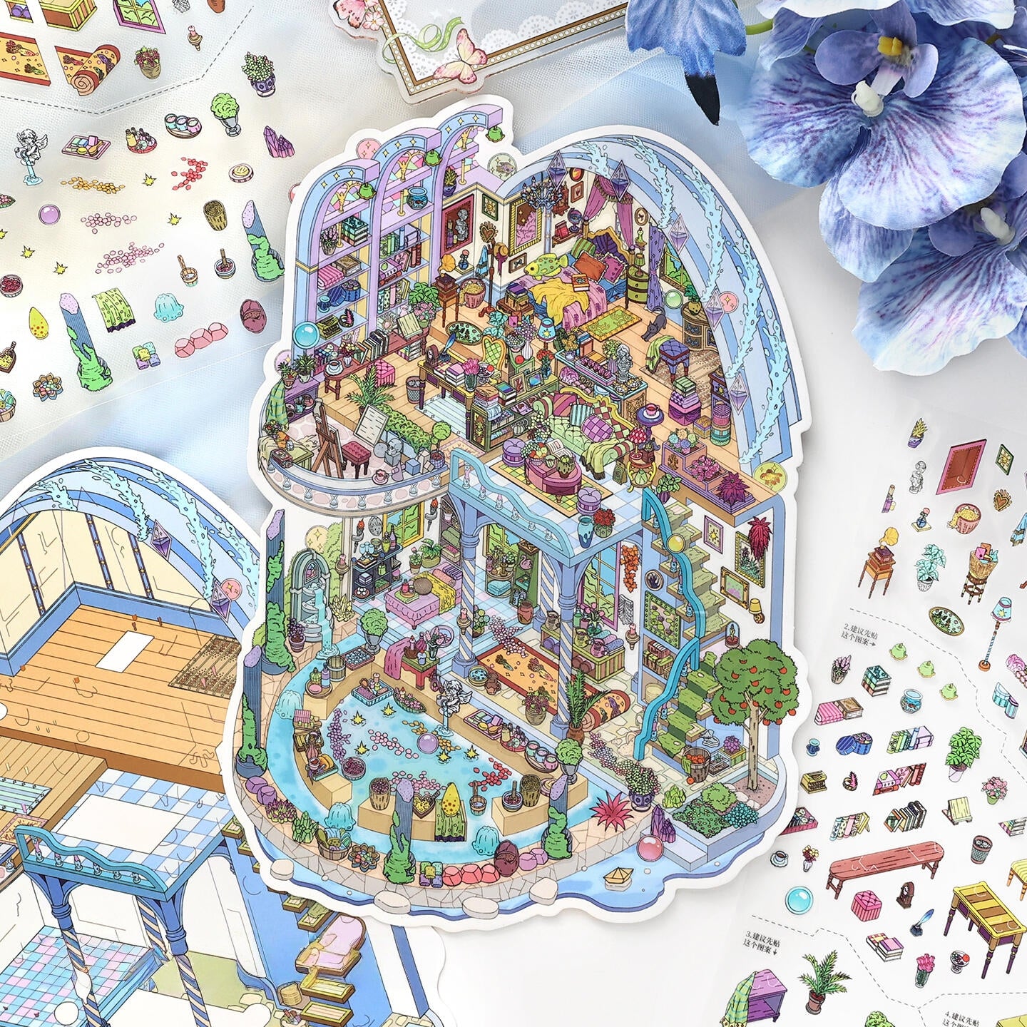 Atlas of the Forgotten 3D Sticker | 4 Cute Miniature Scenes