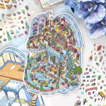 Atlas of the Forgotten 3D Sticker | 4 Cute Miniature Scenes