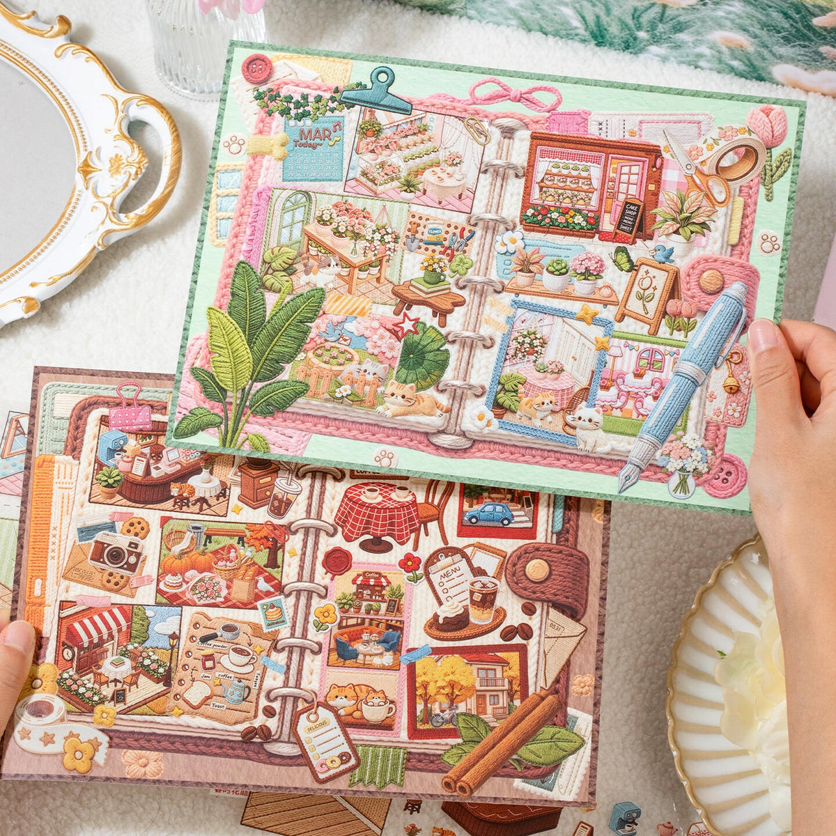 Whimsical Wanderings 3D Sticker | 2 Cute Miniature Scenes