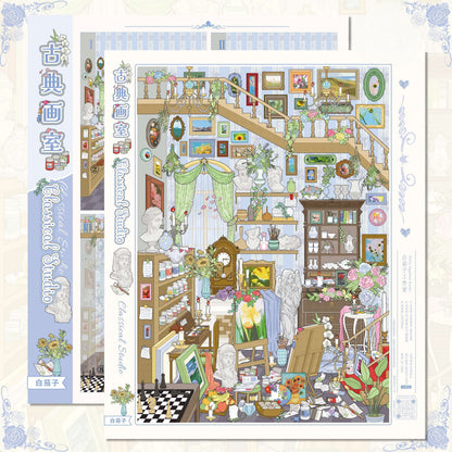 Classical Studio 3D Sticker | 2 Cute Miniature Scene