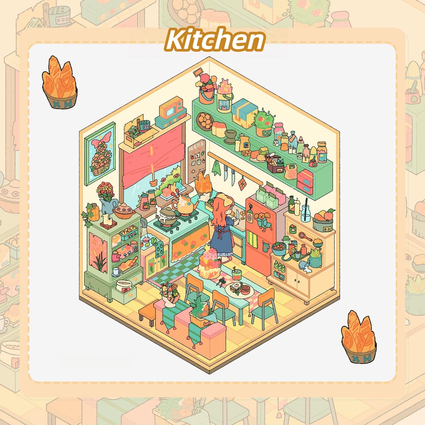 Dream Home 3D Sticker | 4 Cute Miniature Scenes