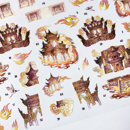 Gilded Splendor 3D Sticker | 2 Cute Miniature Scenes