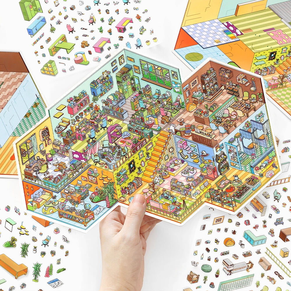 Work Routine 3D Sticker | 2 Cute Miniature Scenes