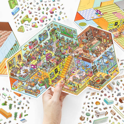 Work Routine 3D Sticker | 2 Cute Miniature Scenes