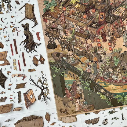 Ancient Taverns and Tea Houses 3D Sticker | 2 Cute Miniature Scenes