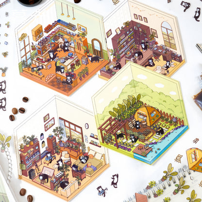 My House 3D Sticker | 4 Cute Miniature Scenes